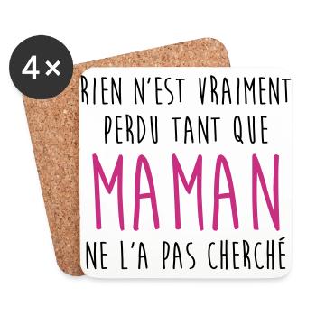 Maman / Fête des Mère / Enfant / Mere / Bébé - Dessous de verre (lot de 4) - blanc - Devant