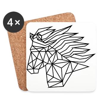 Islandpferdekopf Geometrisch - Untersetzer (4er-Set) - Weiß - Vorne