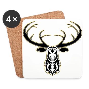 Deer on cap, bucket hat, t-shirt and hoodie - Coasters (set of 4) - white - Front