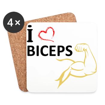 Gymnase d'entraînement de musculation - Dessous de verre (lot de 4) - blanc - Devant