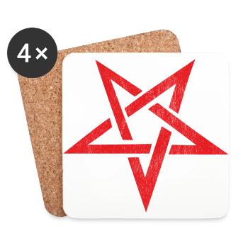 red pentagram - Coasters (set of 4) - white - Front
