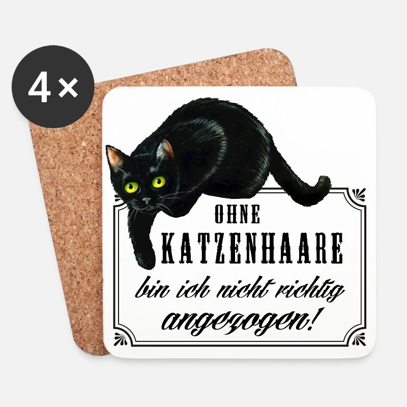 Katzenhaare - Untersetzer (4er-Set) - Weiß