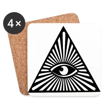 tous les yeux qui voient - mysticisme - Dessous de verre (lot de 4) - blanc - Devant