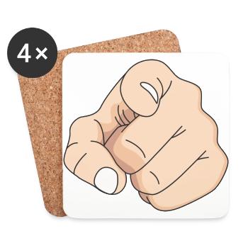 Finger hand index finger design gift provocative - Coasters (set of 4) - white - Front