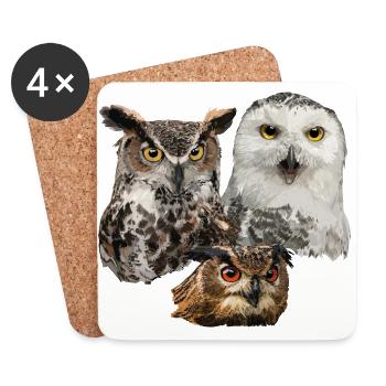 Owls - Coasters (set of 4) - white - Front