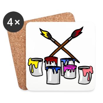 Brush Paint Painter Artist Workspace Job - Coasters (set of 4) - white - Front