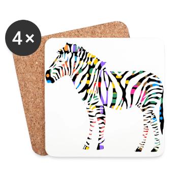 Zèbre coloré - Dessous de verre (lot de 4) - blanc - Devant