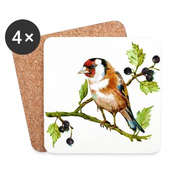 Bunter Vogel - Untersetzer (4er-Set) - Weiß - Vorne