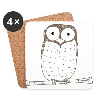 Ty forest owl nature conservation - protect nature - Coasters (set of 4) - white - Front