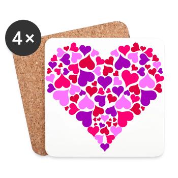 Coeur de cœur - Dessous de verre (lot de 4) - blanc - Devant