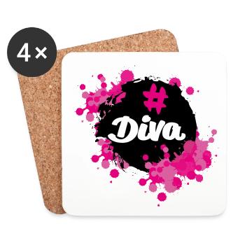 Diva Statement #Diva Design by KunterbuntBerlin - Coasters (set of 4) - white - Front