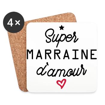 super marraine d'amour - Dessous de verre (lot de 4) - blanc - Devant