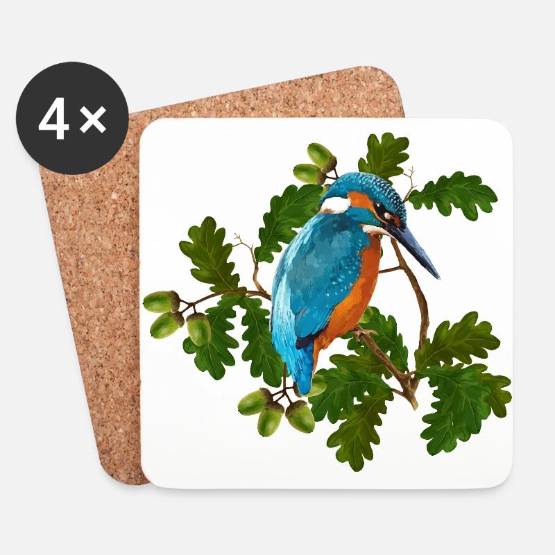 Oiseau - Dessous de verre (lot de 4) - blanc