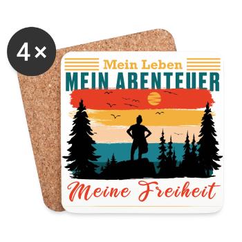 Mein Leben, mein Abenteuer, meine Freiheit - Untersetzer (4er-Set) - Weiß - Vorne