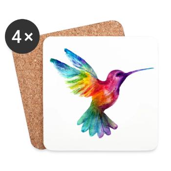 Rainbow Hummingbird - Coasters (set of 4) - white - Front