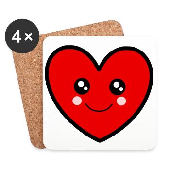 Coeur rouge Coeur rouge Coeur rouge Saint-Valentin - Dessous de verre (lot de 4) - blanc - Devant