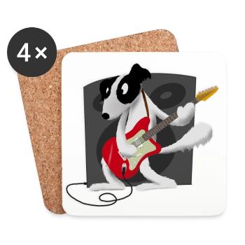 Rock Dog (guitare électrique) - Dessous de verre (lot de 4) - blanc - Devant