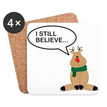 I still believe with sweet reindeer - Coasters (set of 4) - white - Front