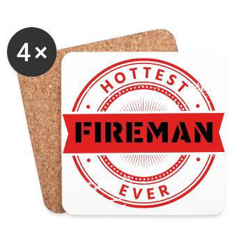 Hottest Fireman ever for sexy firefighters - Coasters (set of 4) - white - Front