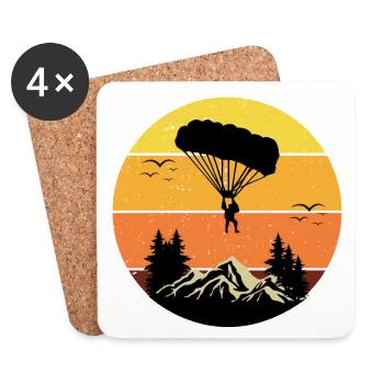 Parachute parachute parachutiste parachutiste parachutisme - Dessous de verre (lot de 4) - blanc - Devant