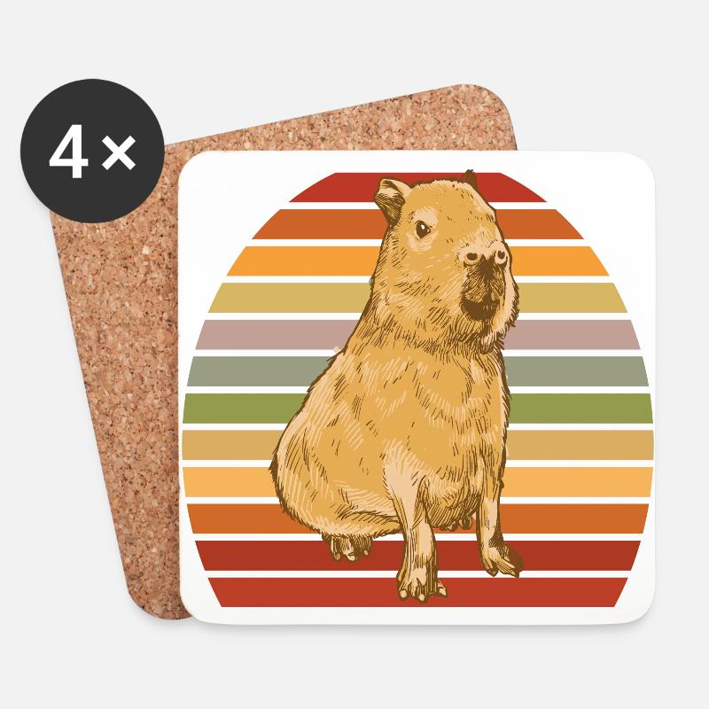 Capybara - Untersetzer (4er-Set) - Weiß