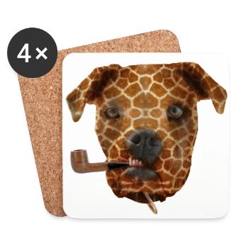 Chien peau girafe fumant la pipe - Dessous de verre (lot de 4) - blanc - Devant