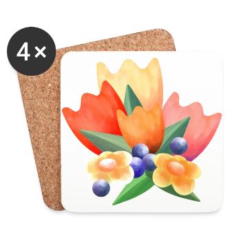 Bunte Frühlings Blumen - Untersetzer (4er-Set) - Weiß - Vorne