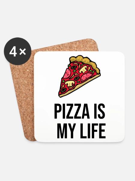 Pizza is my Life - Untersetzer (4er-Set) - Weiß