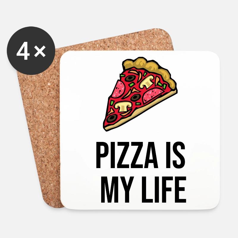 Pizza is my Life - Untersetzer (4er-Set) - Weiß