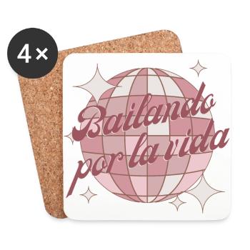 Bailando por la vida, dancing through life in rosa - Coasters (set of 4) - white - Front