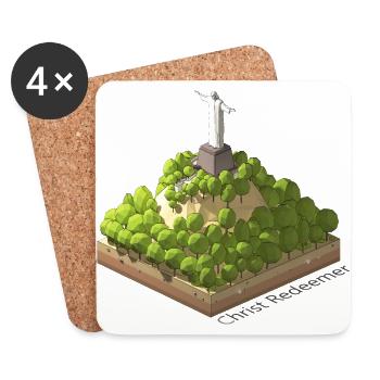Geometric low poly Christ the Redeemer - Coasters (set of 4) - white - Front