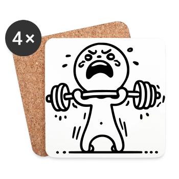 Stick Figure Bodybuilding - Coasters (set of 4) - white - Front