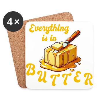 Alles in Butter - everything is in butter - Coasters (set of 4) - white - Front