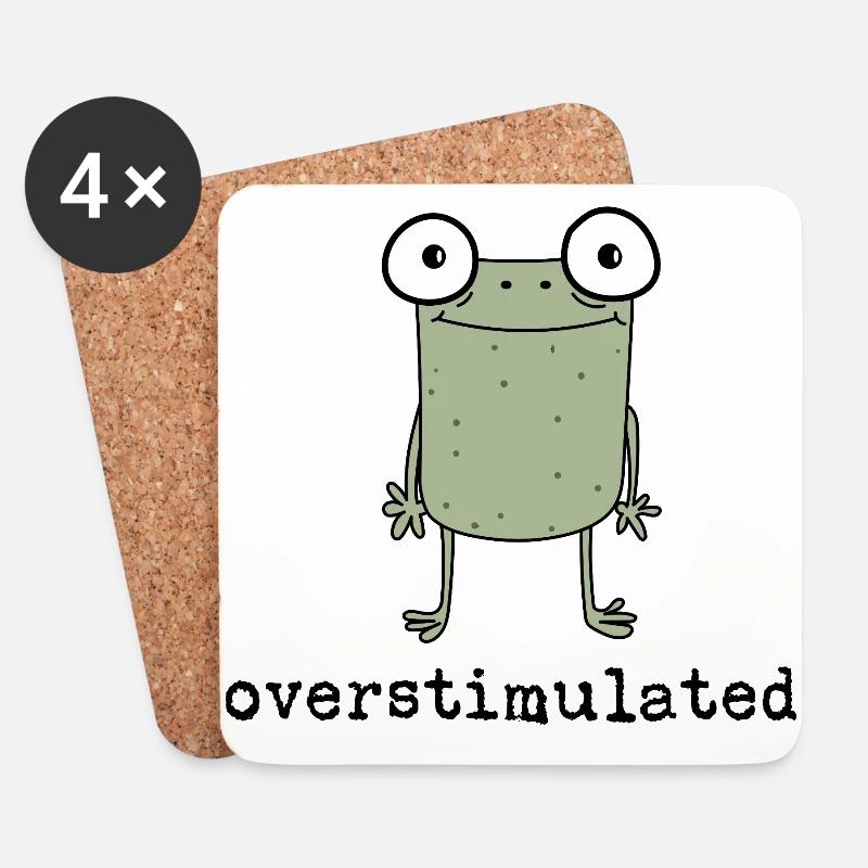 Overstimulated Frog - Geschenkidee - Geschenk - Untersetzer (4er-Set) - Weiß