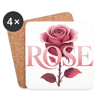Rose - Cool Botanical Logo - Coasters (set of 4) - white - Front