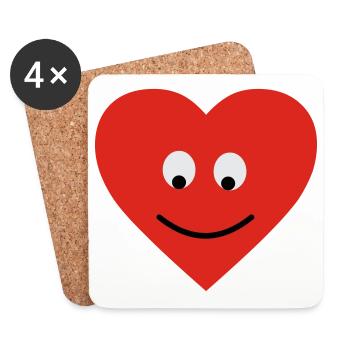 heart face - Coasters (set of 4) - white - Front