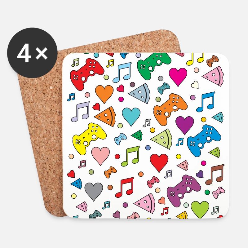 Game Pattern - Coasters (set of 4) - white