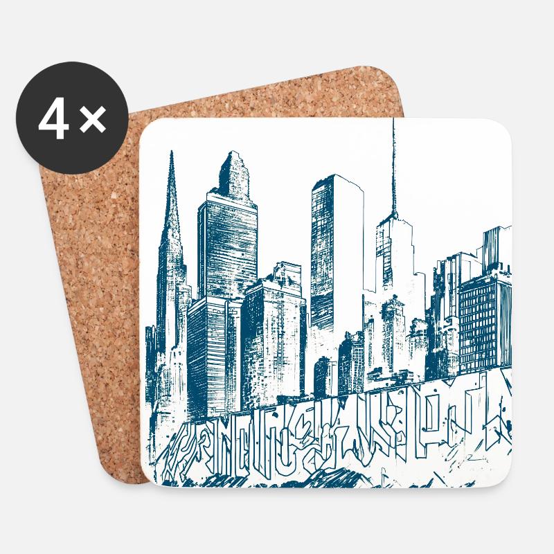 zeichnung skyline new york - Untersetzer (4er-Set) - Weiß