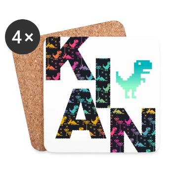 KIAN - Beautiful boy name with dinosaur - Coasters (set of 4) - white - Front