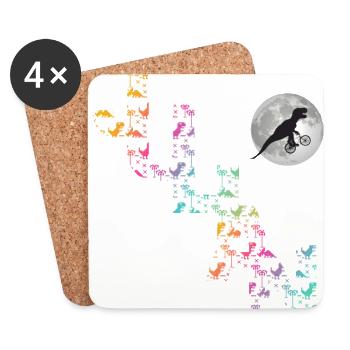 JULIAN - Beautiful boy name with dinosaur - Coasters (set of 4) - white - Front