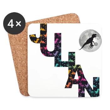 JULIAN - Beautiful boy name with dinosaur - Coasters (set of 4) - white - Front