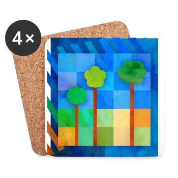 Trees (Pattern, Minimal) - Coasters (set of 4) - white - Front