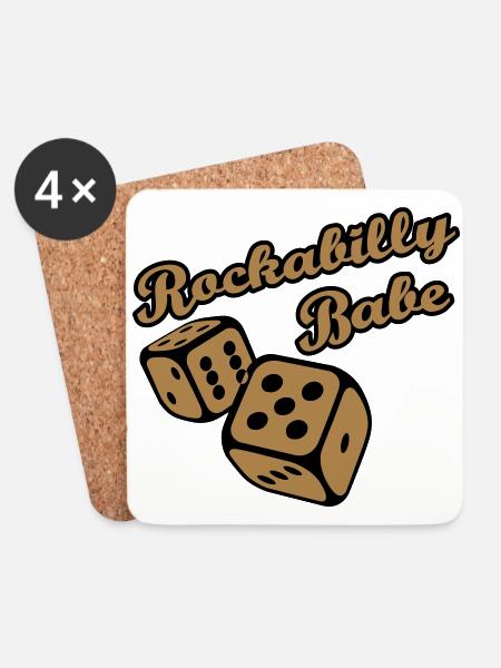 Rockabilly Babe - Coasters (set of 4) - white