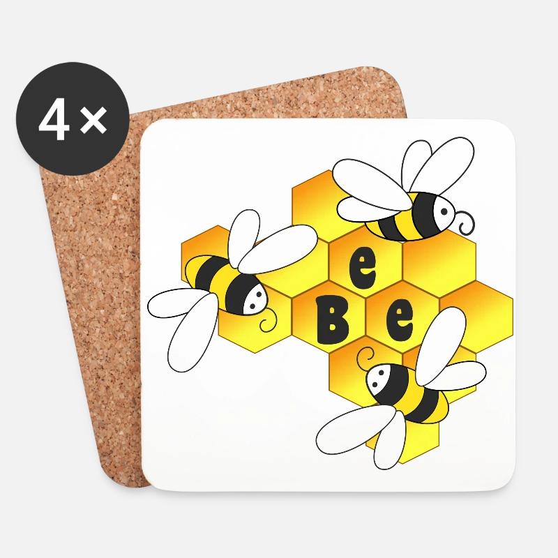 Honig, Bee, Bienen - Untersetzer (4er-Set) - Weiß