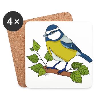 Blaumeise - Untersetzer (4er-Set) - Weiß - Vorne
