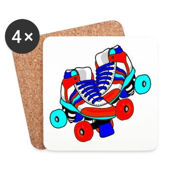 Roller skates cartoon - Coasters (set of 4) - white - Front