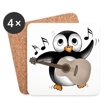 Pinguin Gitarre - Untersetzer (4er-Set) - Weiß - Vorne