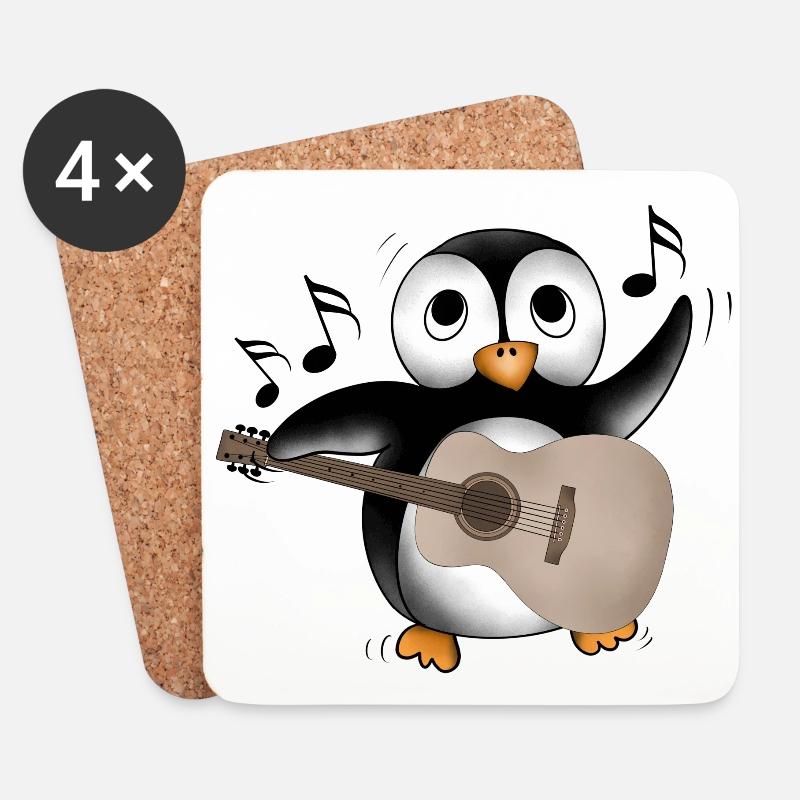 Pinguin Gitarre - Untersetzer (4er-Set) - Weiß