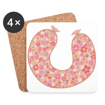 Saucisse florale de Falu - Dessous de verre (lot de 4) - blanc - Devant