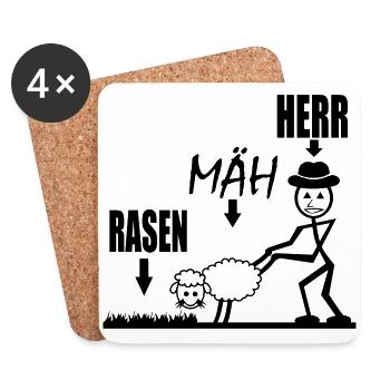 Hobbygärtner mäht Rasen Rasen Mäh Herr Rasenmäher - Untersetzer (4er-Set) - Weiß - Vorne